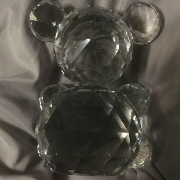 Crystal Teddy Bear Faceted Large 6” Paperweight in Satin Box Vintage - Picture 3 of 5